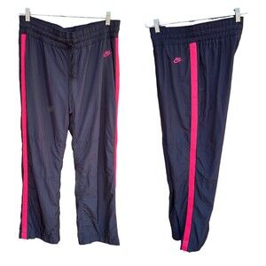 Vintage Nike Black Pink Warm Up Training Pants Women’s Size L Lined  Streetwear